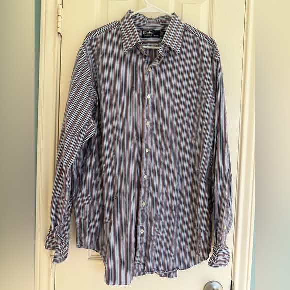 Vintage Polo Ralph Lauren Shirt Men's 1X Big Button Up Long Sleeve Striped - Picture 1 of 4